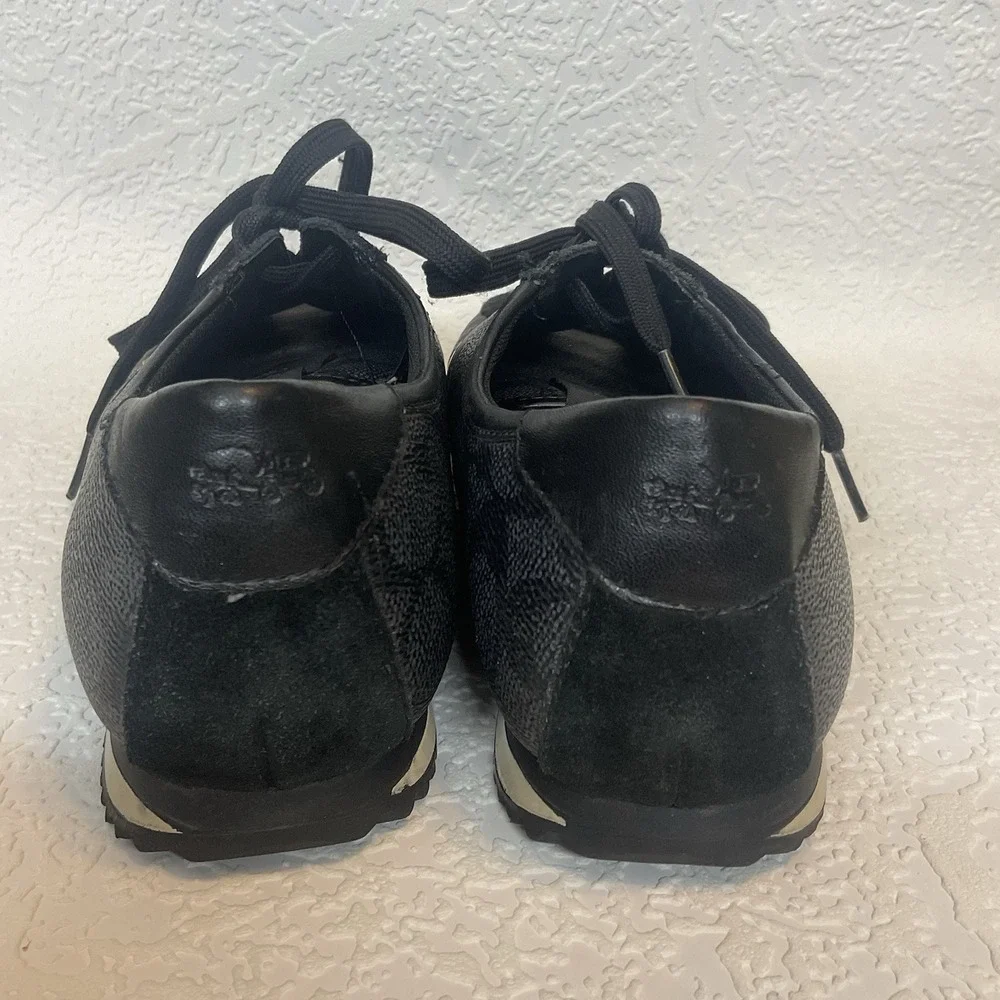 COACH Signature‎ IVY Leather Trainer Black Sneakers Laced Shoes Womens Sz 9.5